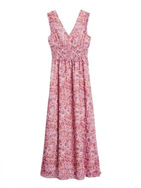 Banana Republic NWT micro floral sleeveless pink & red long summer maxi dress 10